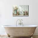 Farmhouse Flower Bathroom Canvas Wall Art Vintage Floral Decor Pictures White Daisy Flowers Watering Can Posters Prints for Bathroom Toilet Washroom Lavatory Home Decoration