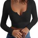 CLOZOZ Long Sleeve Crop Tops for Women Mock Turtleneck Zip Up Sexy Fitted Cropped Shirts Trendy, Size M