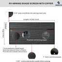RV Awning Sun Shade Screen 8'x14'3''(Fit for 15' Awning),Black Mesh Shade Screen with Zipper,Universal Trailer Camper Awning Screen with Complete Kits,Improves Shadow and Privacy.