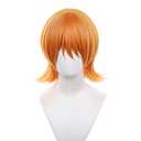 Wig for Cosplay, Short Orange Synthetic Hair with 2pcs Tattoos for Women Halloween