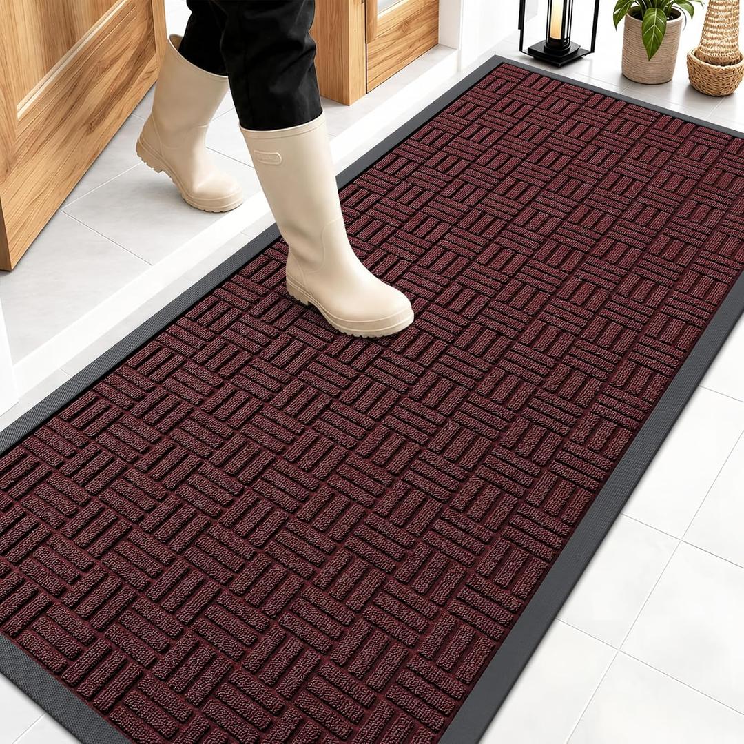 OLANLY Front Door Mat Outside Entrance 59x23, Heavy-Duty Rubber Doormat