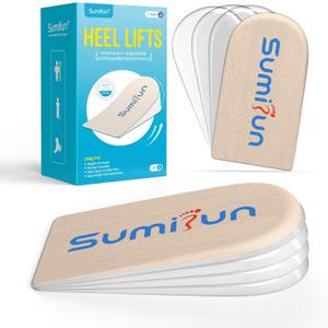 Sumifun Heel Lift, 4-Layer 1 Inch Gel Shoe Lifts for Women Uneven Legs, Adjustable Orthopedic Heel Lifts for Heel Pain and Leg Length Discrepancy, Heel Wedge Inserts 1/4" 1/2" 3/4" (Size L, Beige)