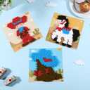 2 x CORNER LACE Cowboy Theme DIY Pom Pom Art Set for Kids Age 3-6 Years Old 3 Pieces - Fun Arts and Crafts, Sensory Activity Creativity Includes 3 Patterns (Blue Red-Cowboy)