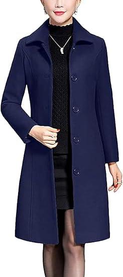 Women's Wool Trench Coat Winter Long Thick Overcoat Walker Coats, M