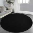 Ultra Soft Round Area Rugs for Living Room Bedroom, 4x4 Feet Black Thickened Memory Foam Modern Indoor Circle Carpets, Non-Slip Comfy Circular Rug for Boys Girls Nursery Room Home Decor