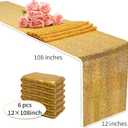 12x108 inch Gold Sequin Table Runner Sparkly Glitter Table Linens 6 Packs for Party Decorations Wedding Birthday Baby Shower Engagement Anniversary