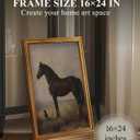 Gold Framed Wall Art Vintage Farmhouse Horse Dog Pictures Wall Decor Classic Antique Horse Canvas Art Prints Rustic Country Animal Artwork Paintings for Living Room Bedroom 16x24in