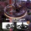 Modern Gazebo Fan with Light, 20" Plug-in Gazebo Ceiliing Fan with App/Remote Control, Outdoor Ceiling Fan with Light IP65 Waterproof, 3 CCT Light, for Gazebo - Black, Large