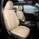 1:1 Custom Fit Seat Covers for Toyota Highlander 2020-2025 7 Seaters,Luxury Waterproof Full Set Seat Cover,Faux Leather Cars Interior Covers Protection-BlackBeige