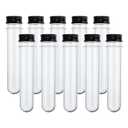 PATIKIL 40ml Test Tubes, 25pcs 5.51x0.98" Plastic Clear Round Bottom Test Tube Containers with Caps for Bead Party Candy Bath Salt Storage Scientific Experiment Plant Propagation, Black