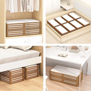 Wisuce Bamboo Under Bed Storage Containers Underbed Organizer with Wheels with Large Dust Bag,Sturdy Wood Rolling Under the Bed Shoe Storage Organizer Drawer 2 Packs (White, Small)