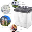 Giantex Portable Washing Machine, 20lbs Capacity, 12lbs Washer and 8lbs Spinner, Compact for Apartment RV, Gray & White, GX20313-PE
