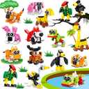 20PCS Mini Animal Building Blocks Party Favors for Kids 4-8 8-12 Birthday Goodie Bag Stuffers Classroom Treasure Box Toys Carnival Prizes Bulk Pinata Fillers Trinket End of Year Student Gifts Boy Girl
