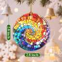 3 x Christmas Ornaments, 2.8 Inch Ceramic Hanging Ornament, Christmas Tree Decorations, Holiday Decorations, Holiday Ornaments, Holiday Party Gifts, and Xmas Gift Ideas - Rainbow Spiral