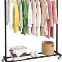 Buzowruil Metal Rolling Clothing Rack Adjustable Freestanding Garment Organizer with Wheels, Space-Saving Design for Home, Closet, Office, or Retail,Black