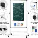 Rolling Whiteboard, 44 x 26 Double Sided Magnetic Dry Erase Board Height Adjustable Whiteboard on Wheels with Sturdy Aluminum Frame for Home Office Classroom
