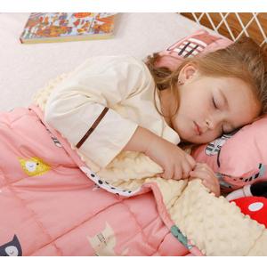 Uttermara Weighted Blanket 7 lbs, Ultra Cozy Minky Fleece and Cotton Sided with Cartoon Patterns, Reversible Heavy Blanket Great for Calming and Sleeping, 36x48 inches, Pink Cat
