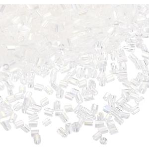 uxcell 1400Pcs Glass Bugle Beads, 1.9x1.5mm Tube Mini Loose Glass Seed Spacer Bead for DIY Earrings Necklaces Bracelets Jewelry Making (Transparent)