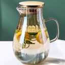 Glass Pitcher With Lid Amber Round Water Carafe with handle and Spout for Homemade Beverage, Juice,Hot Coffee, Iced Tea and Milk 62oz