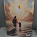Jesus Canvas Wall Art Jesus With Girls Walks On Water Painting Picture Wall Decor Christian Art Decor Religious Poster Print Artwork for Living Room Bedroom Church Home Decoration (24"L x 16"W)