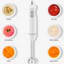 Bonsenkitchen Hand Blender, Immersion Blender with 2 Mixing Speed, Electric Portable Handheld Stick Mixer with Stainless Steel Blades for Soup, Smoothie, Puree, Baby Food, White
