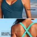 Aqua Eve Womens Tankini with Shorts - Two Piece Tummy Control Swimsuit Cross Back Bathing Suit with Pockets 2025 Swimwear (Blue, L)