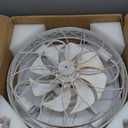 18 Inch Low Profile Caged Ceiling Fans with Lights Remote Control, White Flush Mount Ceiling Fan, Small Bladeless Ceiling Fan Light Fixture For Bedroom, Kitchen, Reversible(Bulbs not Included)