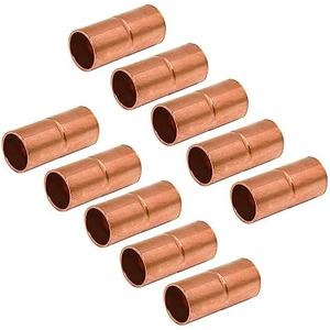 YTKavq Straight Copper Fittings,3/8 Inch ID Welding Joint for HVAC Units, with Rolled Tube Stop Sweat Ends,Pack of 10