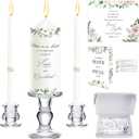 Layhit Unity Wedding Candles Ceremony Set with Glass Candlesticks Holders and Decor for Religious Anniversary Big Events Gifts for Couple