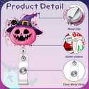 Kosiz 12 Pcs Halloween Badge Reels Cute Ghost Pink Pumpkin Haunted House Retractable ID Badge Holder with Alligator Clip Nurse Gifts for Nurses Doctors Rn Medical Office