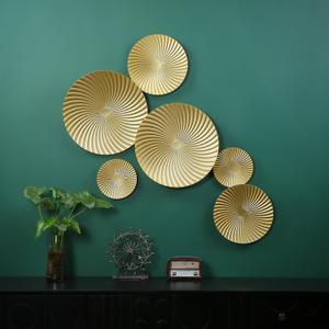 Gold Metal Wall Art Set Of 6, Gold Wall Decor, Modern Accent Large Sunburst Hanging Decorations Above Bed For Home Office Bedroom Bathroom Or Living Room(L-15.7, M-11.8, S-7.9)(A)