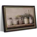 Framed Farm Kitchen Canvas Wall art Rustic Vintage Country Spice Still Life Culinary art Painting Picture Farmhouse Wall Decor Poster Print Artwork for Dining room Home Decoration, 12x16