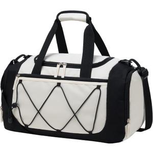 Vorspack Gym Bag for Women - 18 Inches Small Duffle Bag for Travel Lightweight Duffel Bag with Shoe Compartment Personal Item Travel Bag Weekender Bag for Travel Sports Gym - Beige