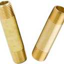 Legines Brass Pipe Fitting Long Nipple 1/2" NPT Male x 1/2" NPT Male, 3" Length (Pack of 2)