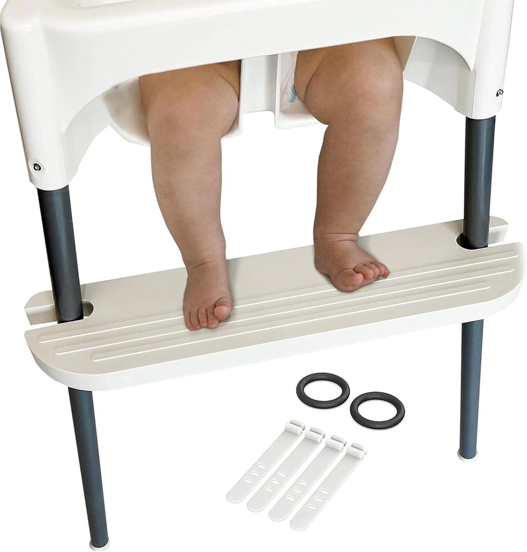 White IKEA High Chair Foot Rest, Compatible with Antilop Chairs | Adjustable, Reversible & Non-Slip Footrest for IKEA Chair - Made with Durable Polypropylene - Antilop Accessories