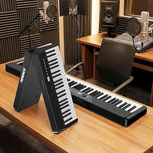 TERENCE V50 Portable 88 Key Weighted Keyboard,Upgraded Foldable Keyboard Piano 88 Keys with 2x15W Speakers,Touch-Sensitive Panel,Video&Audio Recording,MIDI,Pedal Support for Beginners&Advancer(Black)