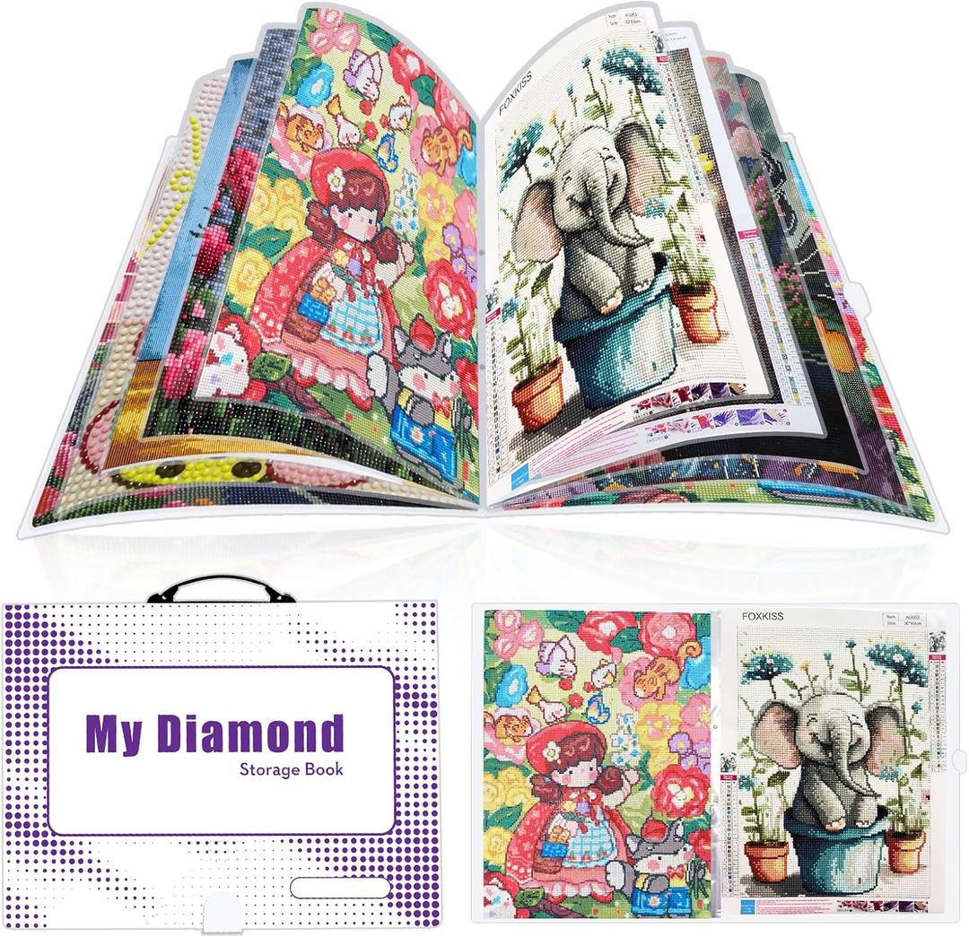 Diamond Art Storage Book with Accessories Painting Storage for Diamond Painting Kits, Tools & Supplies 22x16.4inch Art Collection Book A2 Folder (White)