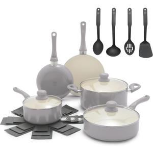 GreenLife 16 Piece Nonstick Pots & Pans (2026 Upgrade) Induction Set, 16 Piece Cookware Set