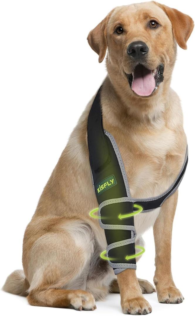 Dog Front Leg Brace, Provides Elbow & Shoulder Support, Helps with Osteoarthritis, Hygroma & Calluses, Prevents Licking with Reflective Material, Right Leg, Size XL (Black, XL)