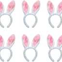 Plush Bunny Ears Hairbands 6 Pieces Cute Bunny Ears Headband Rabbit Ear Bunny Costume for Easter