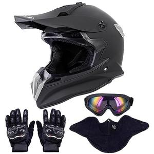 OUMURS Adult Motocross Dirt Bike Helmet with Goggle, Gloves & Mask Dirt Bike ATV Helmet for Unisex-Adult Men Women Adjustable Sun Visor DOT/FMVSS-218 Off-Road Motorcycle Helmet UTV Helmet Downhill XL