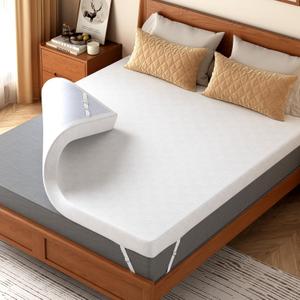 BedsPick Full Mattress Topper, 3 Inch Cooling Gel Memory Foam Mattress Topper, with Soft Bamboo Cover, Foam Mattress Pad for Back Pain, Non-Slip Design, CertiPUR-US Certified (White)