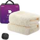 Bwarm Multi-Zone Heated Mattress Pad Twin XL Wool Electic Mattress Pad, Touchscreen Bed Warmer with 9 Heat Settings, 1-12 Hours Auto Off Memory Deep Pocket,Machine Wash White Twin XL 39" x 80"