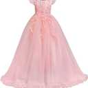 Flower Girls Maxi Dress Bridesmaid Wedding Pageant Party Princess Communion Floral Boho Vintage Lace Dance Gown, Size 160