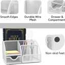 White Office Desk Accessories Supplies, 12pcs Desk Organizers and Accessories with Tape dispenser and Stapler,Staples,Staple Remover,Pen Holder,Scissor,Ruler,Sticky Tabs,Tape,Ballpoint Pen,Clips Set