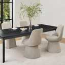 Swivel Dining Chairs Set of 4, Upholstered Mid Century Modern Deskchair with High Back, Linen Fabric Kitchen Chairs for Dining Room, Bedroom, Dressing Room, Khaki