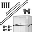 Heavy-Duty Grow Tent Mounting Bars, Durable Side Support Pole with Non-Slip Hook and Loop Straps for Indoor Grow Tents to Prevent Wall Suction (2 * 4)