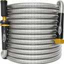 TITAN Garden Hose 100FT - 304 Stainless Steel Metal Water Hose, Flexible, Kink-Free, Lightweight, Durable, Crush Resistant Fittings, Easy to Coil, 500 PSI