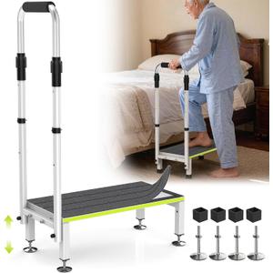 RV Step Stool with Handrail, 1 Step Stool with Handle for Elderly
1 Handrail, 10" Wide Platform, Adjustable Step and Rail Height, Anti-Slip Mat, 660-lb Frame for Hot Tub and Camper