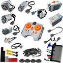 39-in-1 Motor Kit Compatible with Lego Technic: Motor*4, Battery Box*2, 2.4G Receiver, IR Speed Remote Control, Control Switch & Extension Wire & LED Light Wire, with Building Block Tool Kit